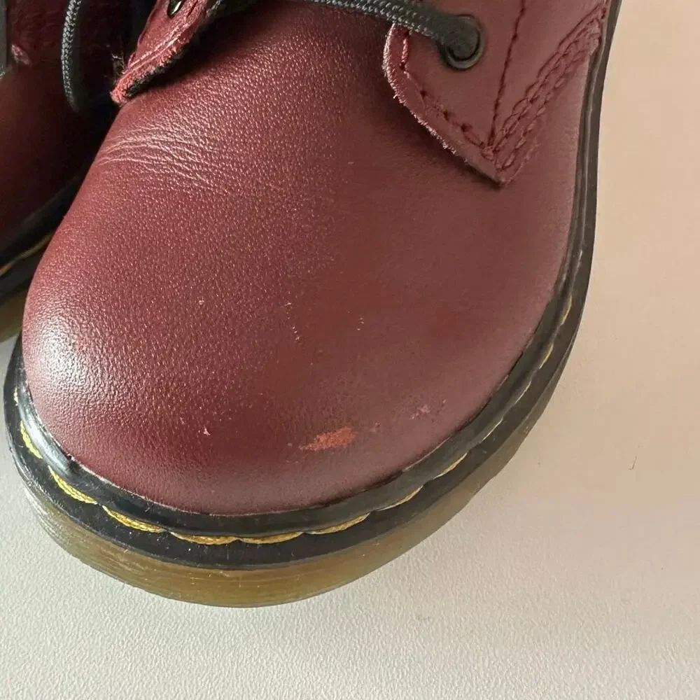 Doc Martens Toddler 1460 Softy T Leather Ankle Side Zip Boots Size 6 Cherry Red
